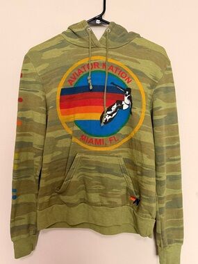 Aviator Nation Camo Pullover San Francisco, CA Hoodie Small